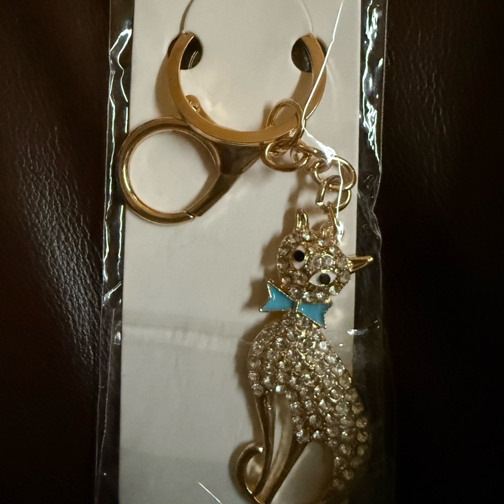 Rhinestone Cat Bag Charm/Keychain NIP